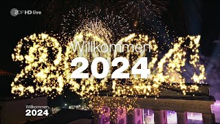 Jahreswechsel 20232024  Feuerwerk  20232024 am Brandenburger Tor Willkommen 2024 [upl. by Siuqcram]