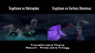 Transformers Titans Return  Trypticon vs Autobot Titans  Animation Comparison [upl. by Adyan]