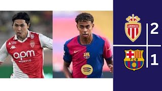 MONACO VS BARCELONA 2 1 HIGHLIGHTS CHAMPIONS LEAGUE 20242025 ROUND 1 [upl. by Shannen]