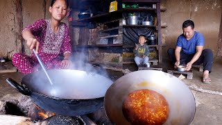 Hot spicy noodles by Rita Rojan Rai in the village farm house  life in rural Nepal Ritarojan [upl. by Alphonsine]