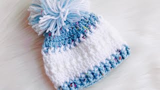 SUPER EASY crochet baby hat set for boys and girls FOR ALL SIZES Basic crochet pattern LEFT HANDED [upl. by Manvell431]