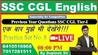 SSC CGL ENGLISH Practice set 8 [upl. by Aihsoem]