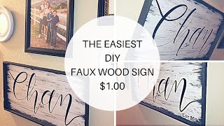 EASIEST FAUX WOOD SIGN EVER 100 [upl. by Theadora]