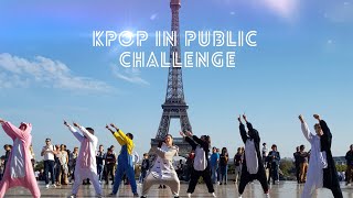 DANCING TO KPOP IN PUBLIC PARIS BTS  GO GO dance cover by RISIN CREW from France kigurumi ver [upl. by Eenert]