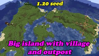 Minecraft 120 big island with village and pillager outpost seed for java [upl. by Hooper]