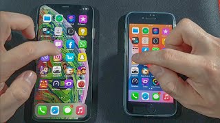 Iphone XS Max vs Iphone SE 2020 Comparison Speed Test [upl. by Nwadrebma]