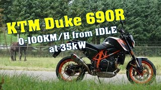 2016 KTM Duke 690 R 35kW 0100kmh  060mph FROM IDLE [upl. by Geerts]