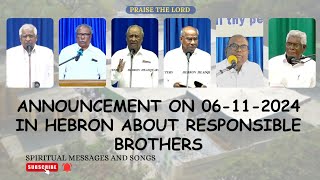 Announcement on 06112024 in Hebron about responsible brothers [upl. by Ejrog]