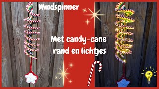 Haken ♥ Kerst windspinner met candy cane rand en lichtjes [upl. by Debo157]