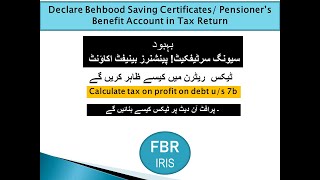 How to declare PBA  Behbood saving certificates in Tax Return  Profit on debt us 7b [upl. by Raphael]