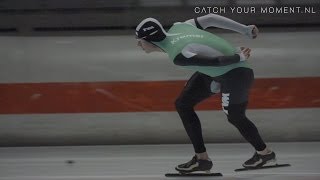 Sven Kramer techniek bocht schaatsen slowmotion speed skating technique [upl. by Adeehsar]