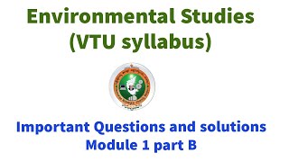 Environmental Studies Important Questions PART 2 VTU syllabus 21 scheme [upl. by Anilorak]