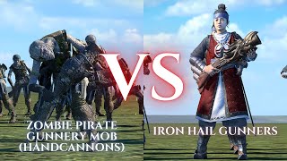 WARHAMMER III Total War  Zombie Pirate Deckhands Mob Handcannons VS Iron Hail Gunners [upl. by Assilaj909]