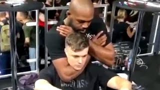 Jon Jones chokes out a fan at FIBO in Germany [upl. by Zemaj947]