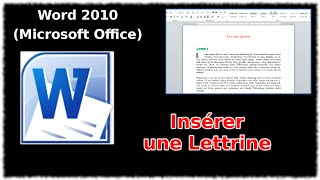 Tuto Insérer une lettrine Word 2010 [upl. by Granoff553]