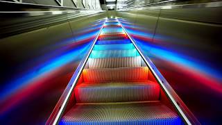 Sweden Stockholm Hallonbergen subway station rainbow escalator and SMW elvator ride [upl. by Imefulo]