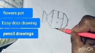 how to draw of flower pot with dots easydrawing drawingtutorial pencildrawing [upl. by Annwahsal85]