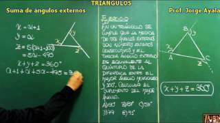 Suma de Ángulos Externos en un Triángulo  Ejercicio Resuelto de Geometría [upl. by Zandra167]