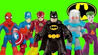 Batman Captain America SpiderMan and Iron Man vs Mr Freeze and Joker imaginext toys spiderman [upl. by Attenat675]