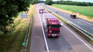 Truckers Truckstar Festival Assen 2013 over de A28 bij Wezep op weg naar huis [upl. by Sitnalta109]