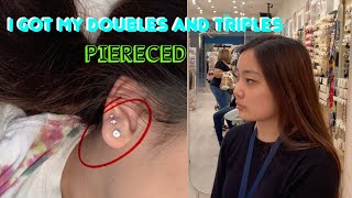 GETTING MY EARS PIERCED DOUBLES AND TRIPLES WOUT PARENT CONSENT UNDER 18BROOKEampESTHER [upl. by Naid]