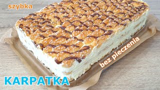 Szybka KARPATKA  KREMÓWKA bez pieczenia 🍰 przepyszne ciasto w kilka minut 👍 Sprint Cooking [upl. by Akenet]