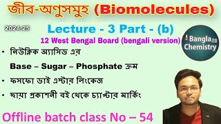 Biomolecules Class12WB L3b nucleotide nucleoside base sugar phosphate phosphodiester linkage [upl. by Herculie]