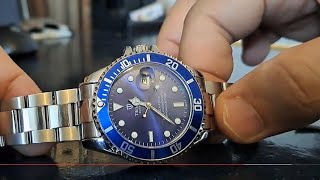 Tevise Submariner homage automatic watch review [upl. by Einegue]