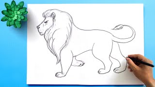 How to Draw a Lion Easy Step by Step  Lion Drawing [upl. by Rani]