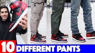 Air Jordan 1 quotBredquot OnFeet with 10 Different Pants [upl. by Cheney]