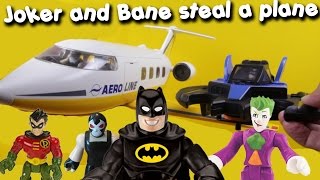 Joker amp Bane steal Bruce Wayne Plane with Robin Batman follows in Batwing imaginext toys megatoys [upl. by Etteval]