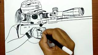 how to draw pubg guns sniper using word PUBG [upl. by Azral908]