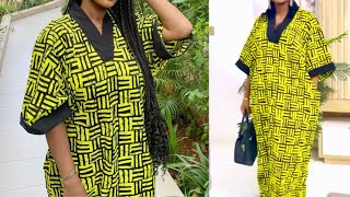 How to Cut and sew a Kaftan Dress with a VShaped Scrub Neckine  Beginners Friendly [upl. by Belding995]