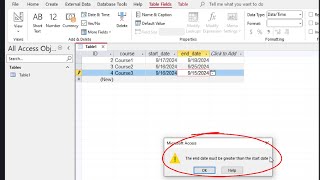 How to create restrict to field date between two dates in MS access database using validation [upl. by Ojibbob]