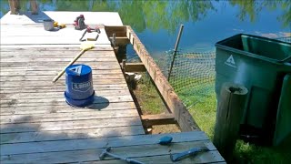 Work begins to rehab the 22 year old deck now that the floating pier has been rebuilt and reattached [upl. by Aehsat]