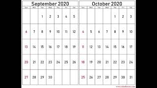 October 2020 Calendars  Free printable calendar [upl. by Rolph]