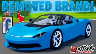 Vehicle Legends Just REMOVED PININFARINA From The Game Roblox [upl. by Ahsatniuq]