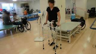 Reciprocating gait of a patient with bilateral hip disarticulation [upl. by Nedaj360]