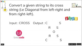 Cross String Pattern  Java  Zoho Interview Question  1 [upl. by Merete]