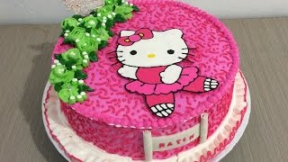 Hello Kitty Cake with Flowers Buttercream Transfer [upl. by Tena809]