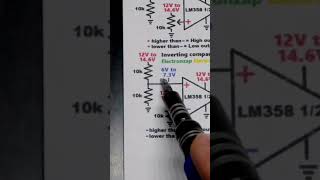 Schematic Op Amp 12V to 14V6 Inverting Comparator Circuit LM358 electronics howto diy [upl. by Truc930]