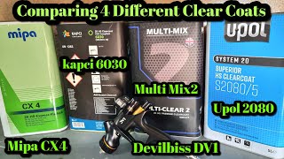 Clear Coats Mipa CX4 Multi Mix2 Kapci 6030 amp Upol 2080 Reviewed With Devilbiss DV1 Clear [upl. by Yralih]