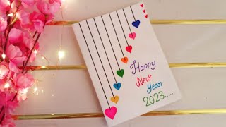 Happy New year card 2023  How to make New year greeting card  New year card making handmade easy [upl. by Wescott]