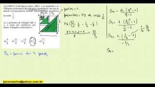 Prog Geom soma dos perímetros em PG de 4 triângulos [upl. by Peisch]