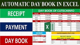 How to create day book in excel in Tamil  Receipt and payment [upl. by Adlihtam613]