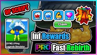 🏋️‍♂️OP Lifting Legends Simulator Script  Inf Rewards  Fast Rebirth [upl. by Nauqit]