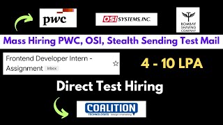 PWC New Hiring  Direct Test Hiring  OFF Campus Drive for 2025 Batch  hire me plz [upl. by Batty]