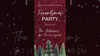 Red Christmas Party Invitation with Snow Xmas Video Invite Christmas dinner Evite Xmas Invitation [upl. by Joyce]