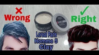 LOreal Paris Homme 5 Clay Review in Hindi  How to use hair clay [upl. by Odiug]