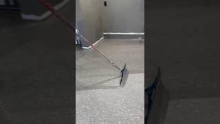 Pushing clear coat on an epoxy flake garage floor asmr satisfying construction [upl. by Mello139]